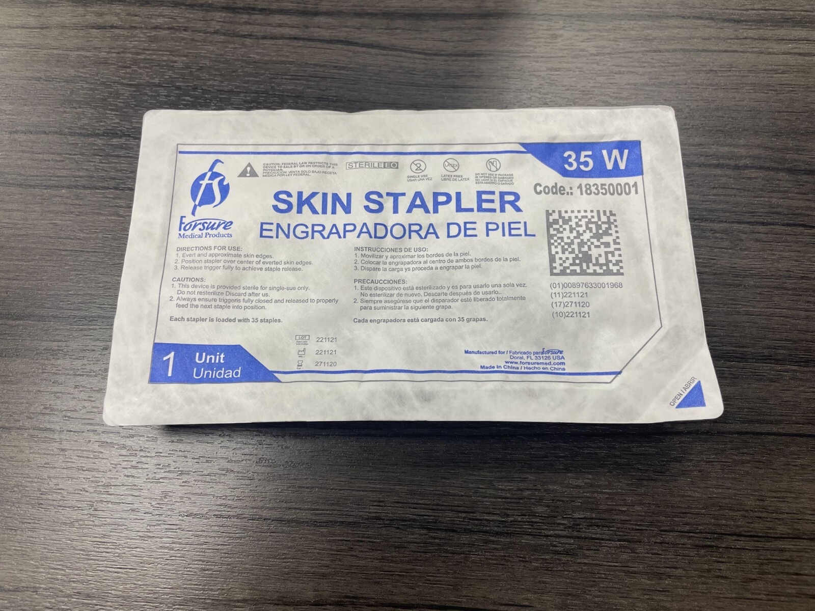 Skin Stapler, 6/CS, 35 Wide, Sterile, Stainless Steel Preloaded -18350001 