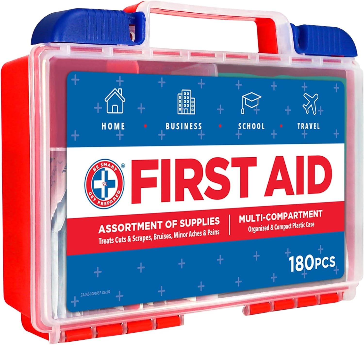 180 Piece First Aid Kit Home Car Travel Camping 8×10" Case Exp. 07/31/2026