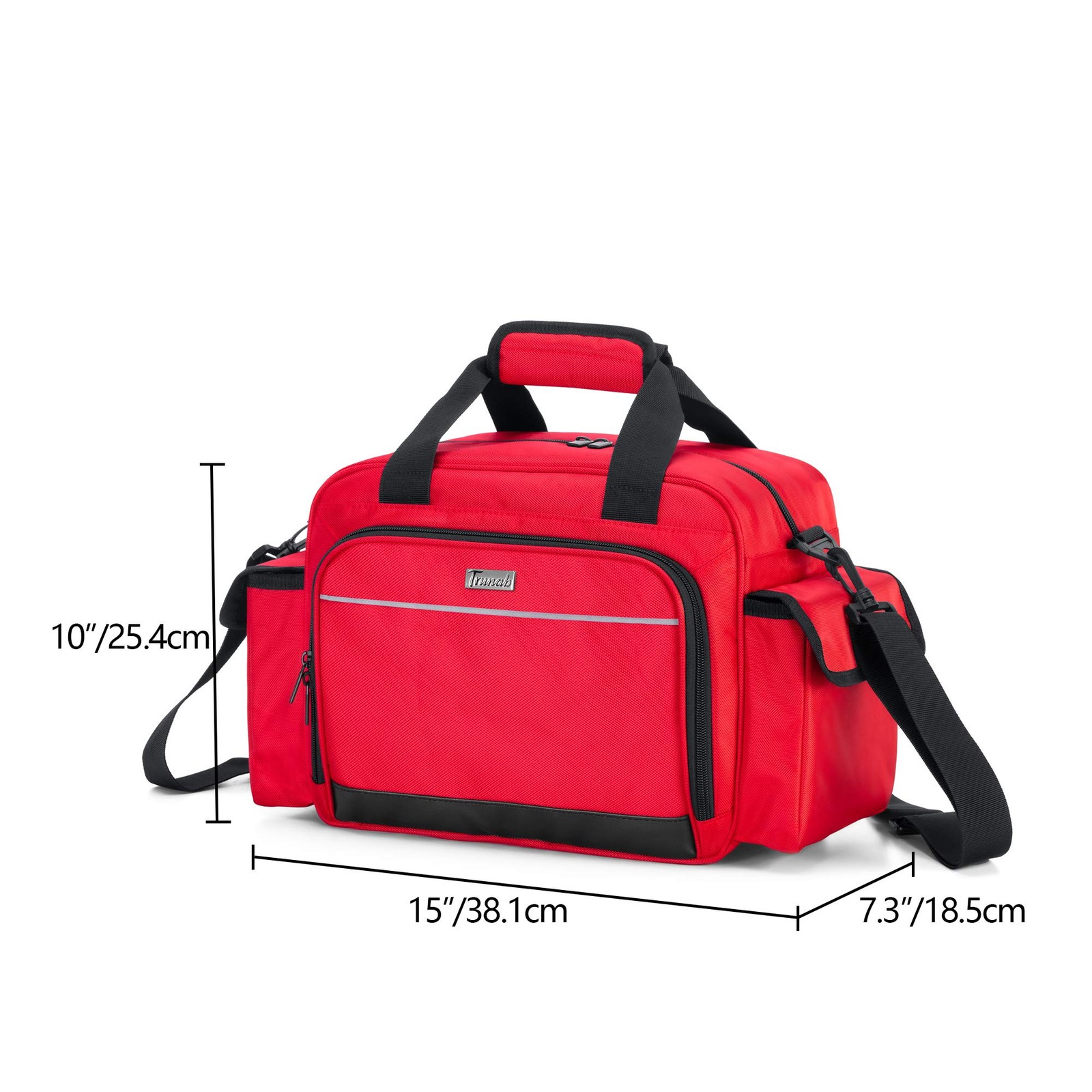 Trunab Home Health Nurse Bag Empty, Portable Medical 1 Count (Pack of 1), Red
