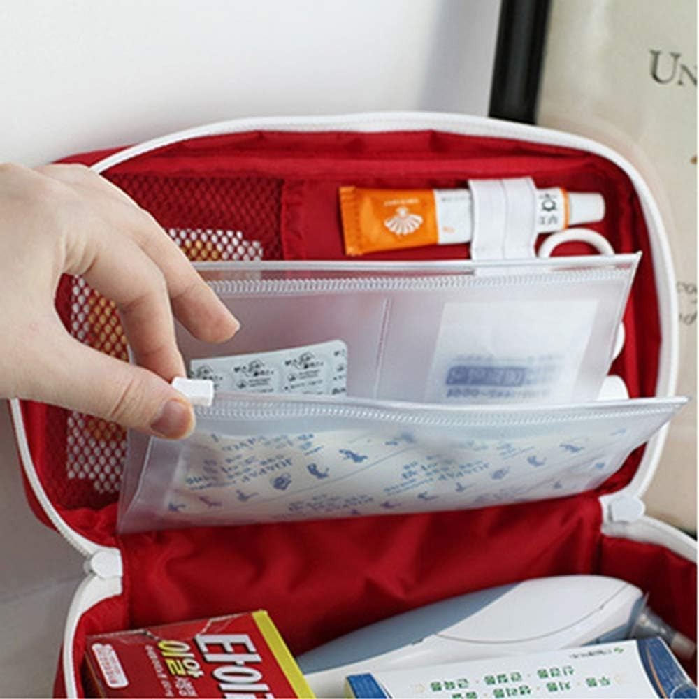 Durable Red First Aid Kit Pouch – Organized Medical Storage for Family Safety