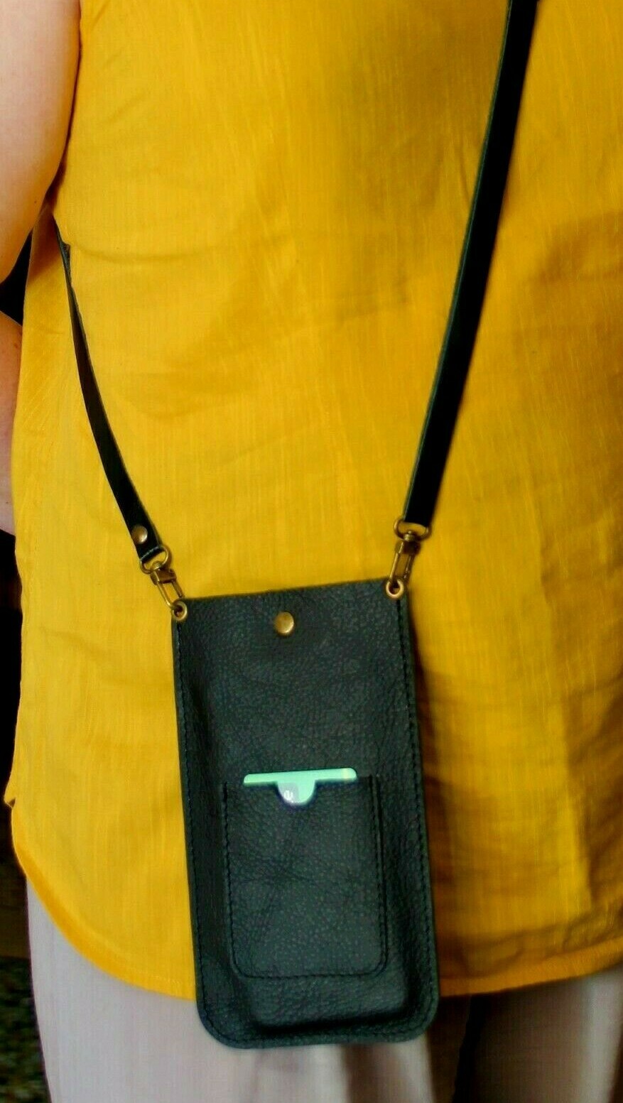 Leather Phone Bag Crossbody Phone Bag, Italian Leather Smartphone Pouch,