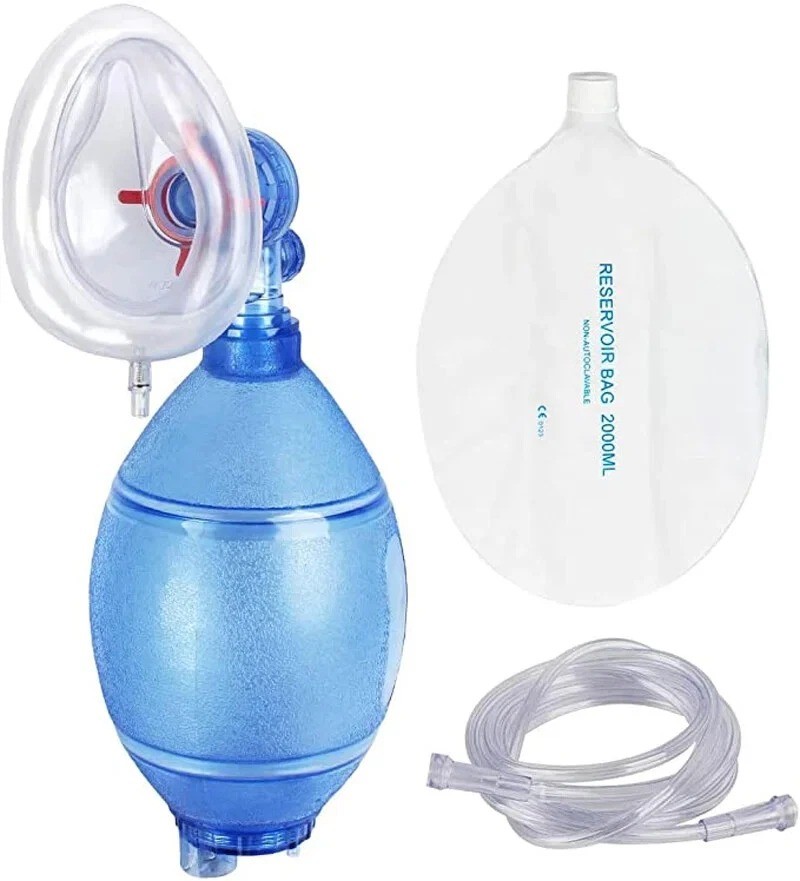 PVC Manual Resuscitator with Reservoir Bag Oxygen Tube CPR First Aid Kit Tool