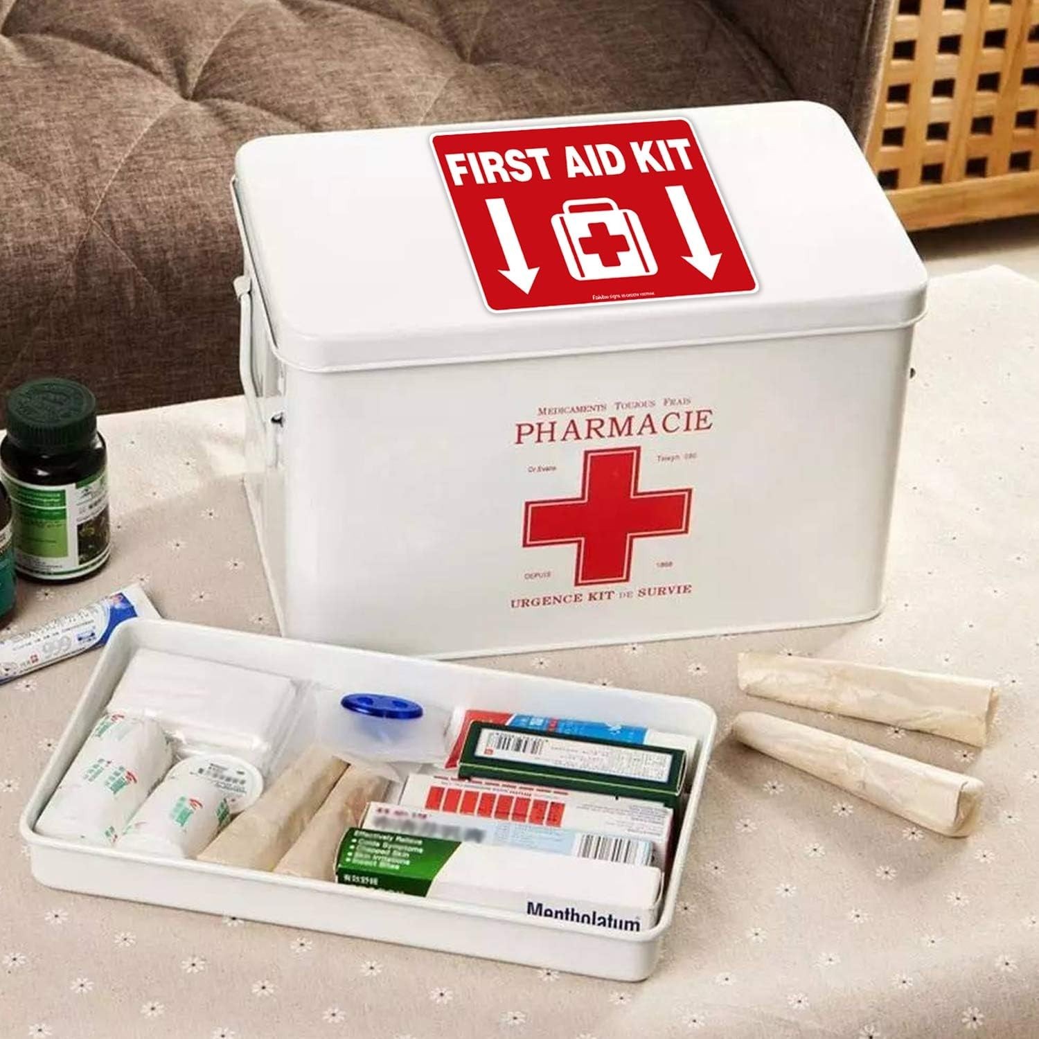 Durable Waterproof First Aid Kit Decals – 10×7 Inches, Easy to Install, 2 Pack