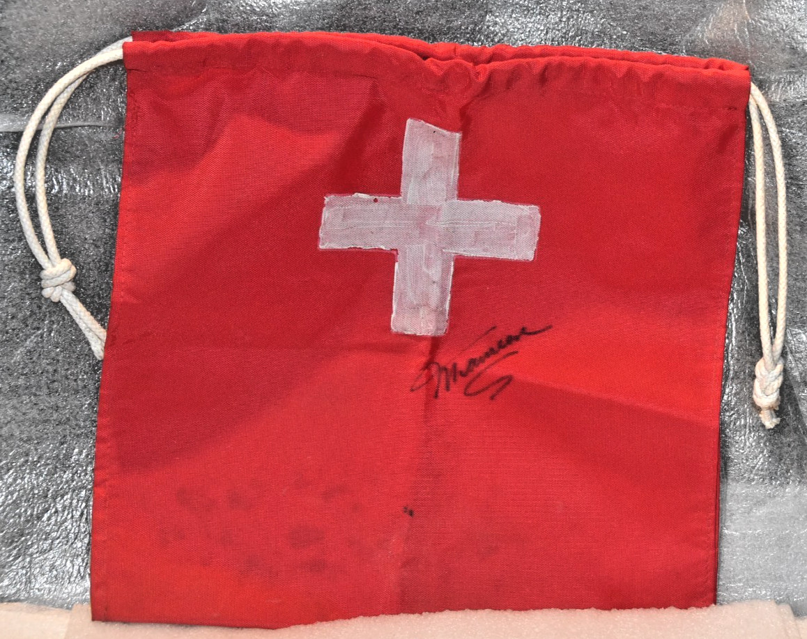 FIRST AID RED CANVAS BAG W/WHITE CROSS Light Weight Cordura Pre-owned*/