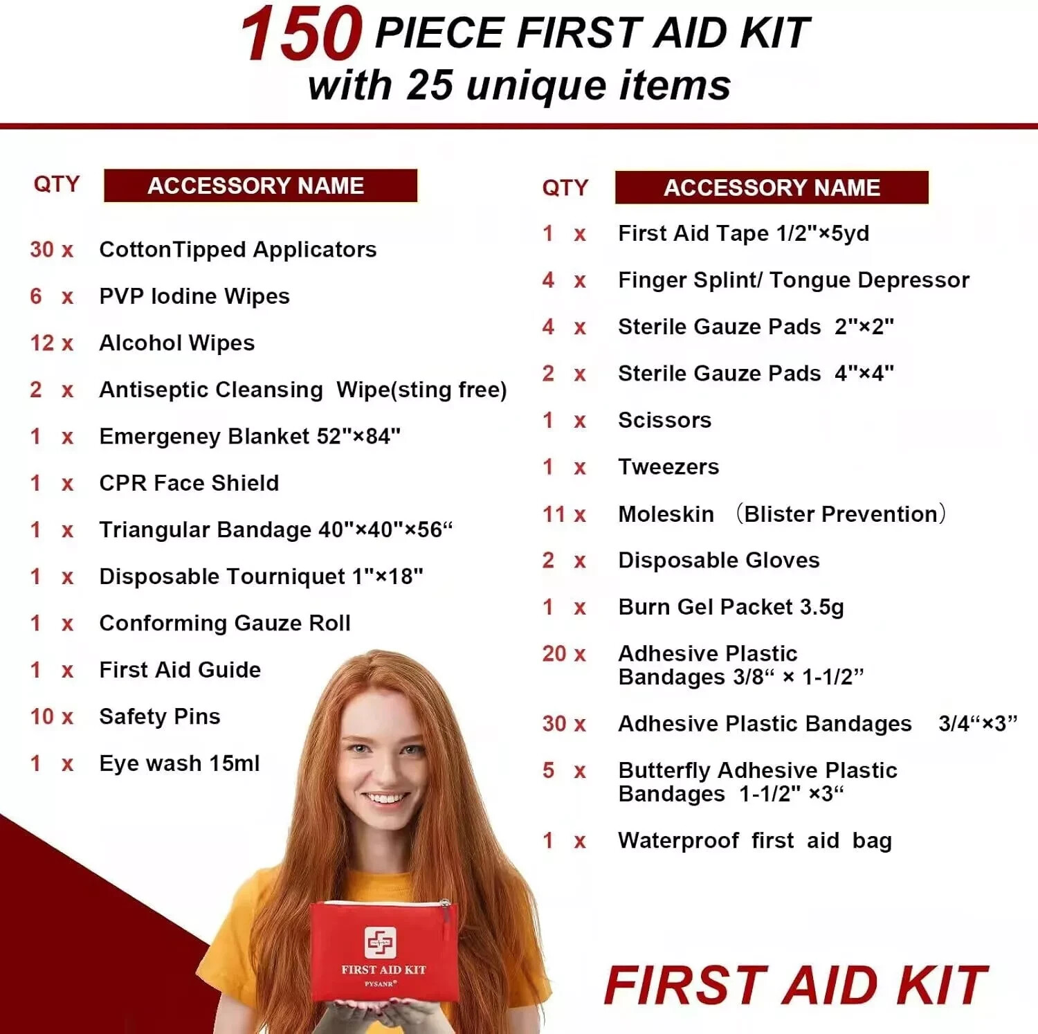 First Aid Kits – Bundle of Two – 150 Items Each – Compact Cloth Zipper Bag