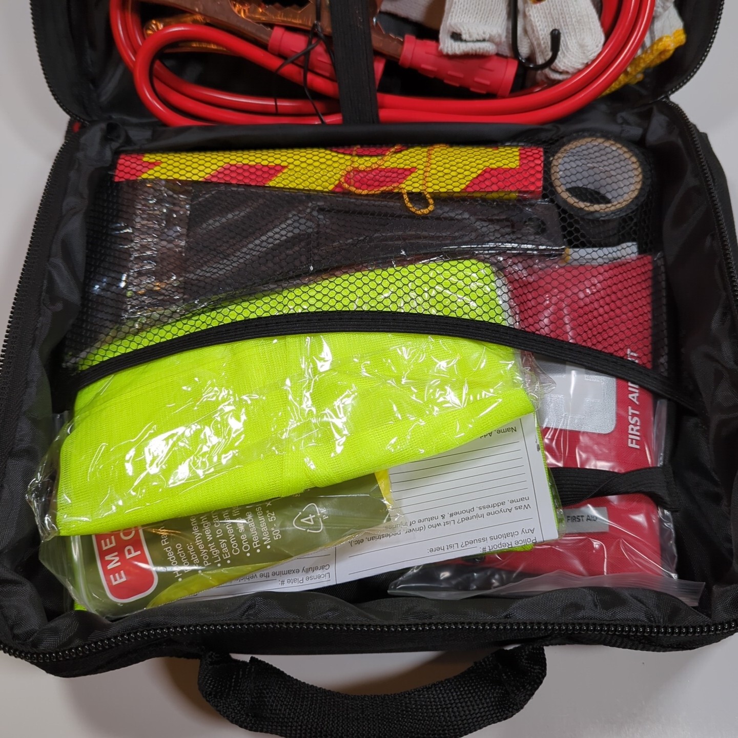 Thrive Emergency Car Kit 104 Pieces Roadside Kit with Jumper Cables & First Aid