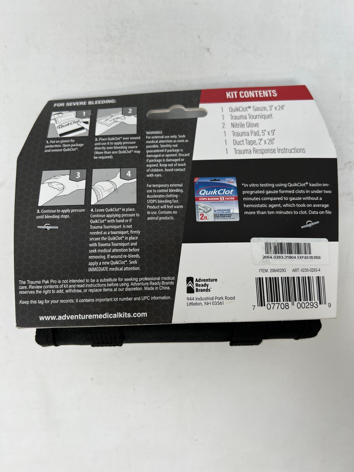 Adventure Medical Trauma Pak Pro-w/QuikClot Advanced Clotting Gauze-Exp 02/28/26