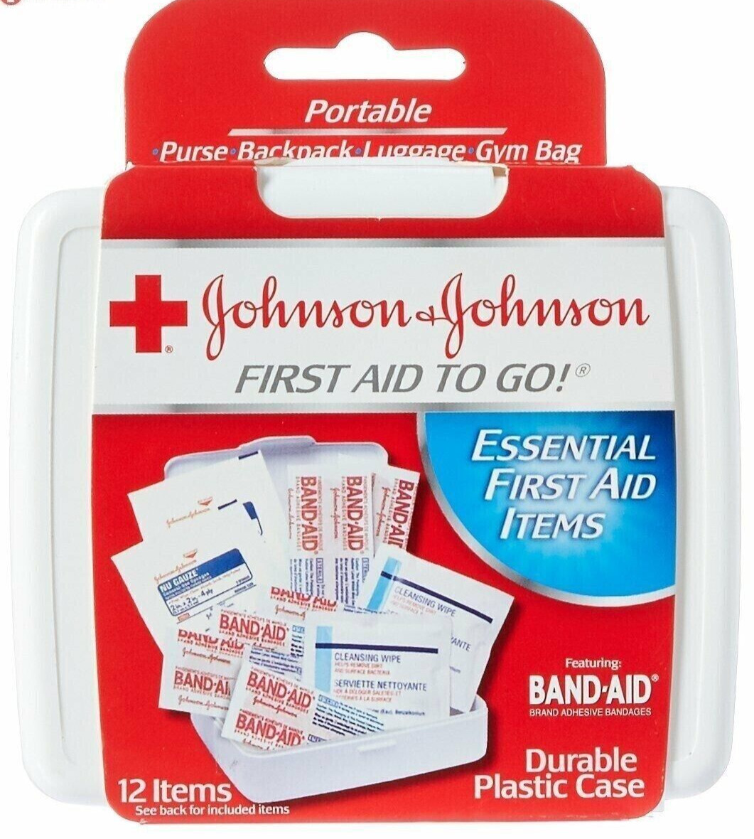 Johnson & Johnson To Go First Aid Kit 12 Pc Bandages Travel Purse Glove Box