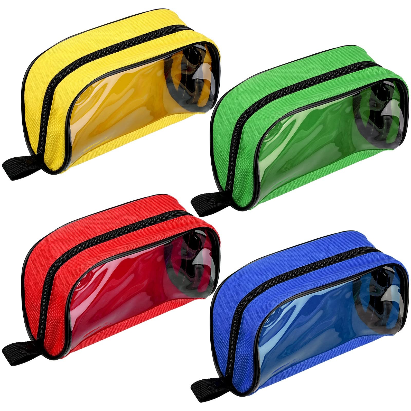 Oudain 4 Pcs Empty First Aid Pouch Color Coded Blue,Green,Red,Transparent