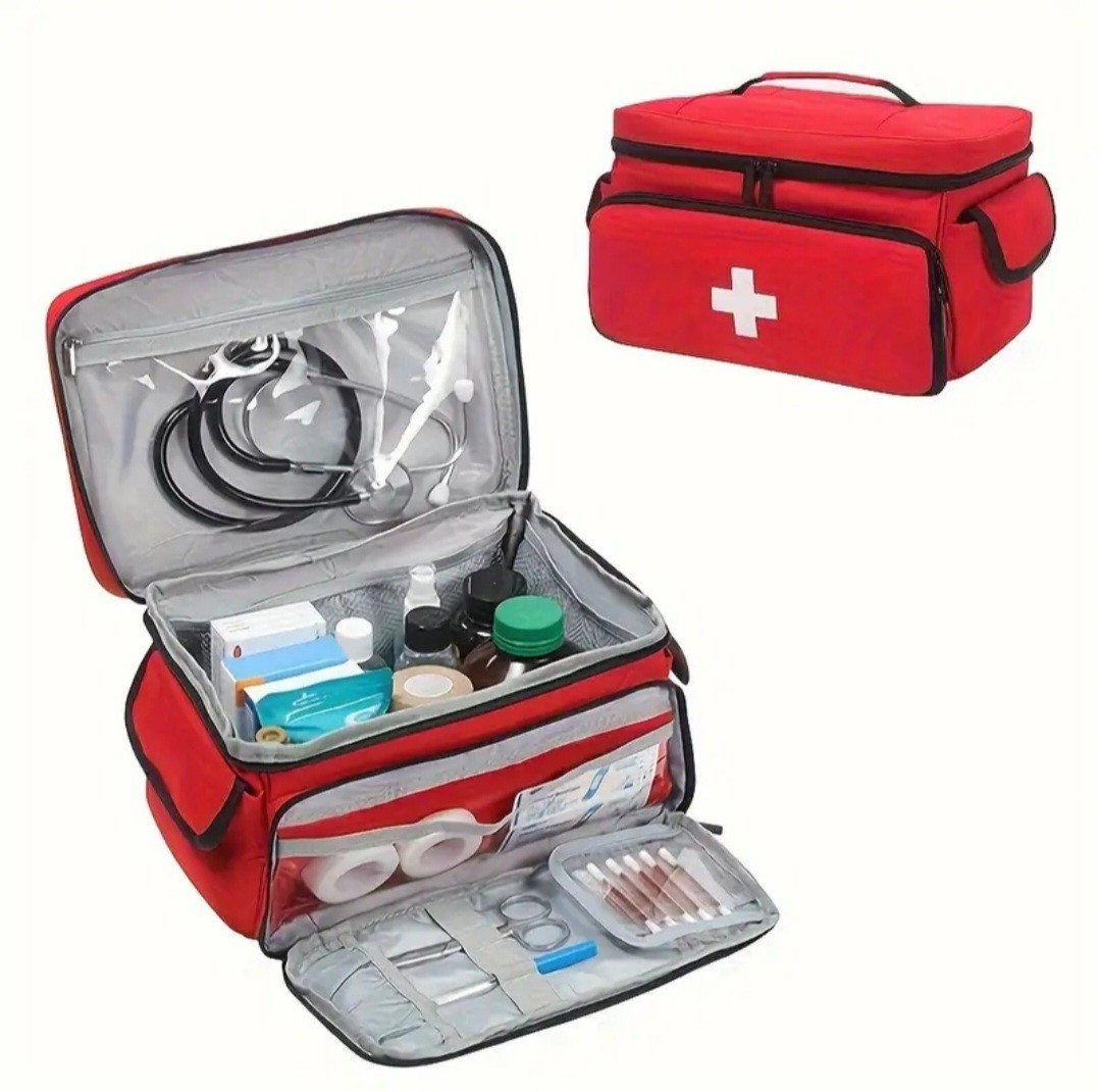 First Aid Box Medicine Storage Bag Empty, Family , Pill Box / Bag. Red . New