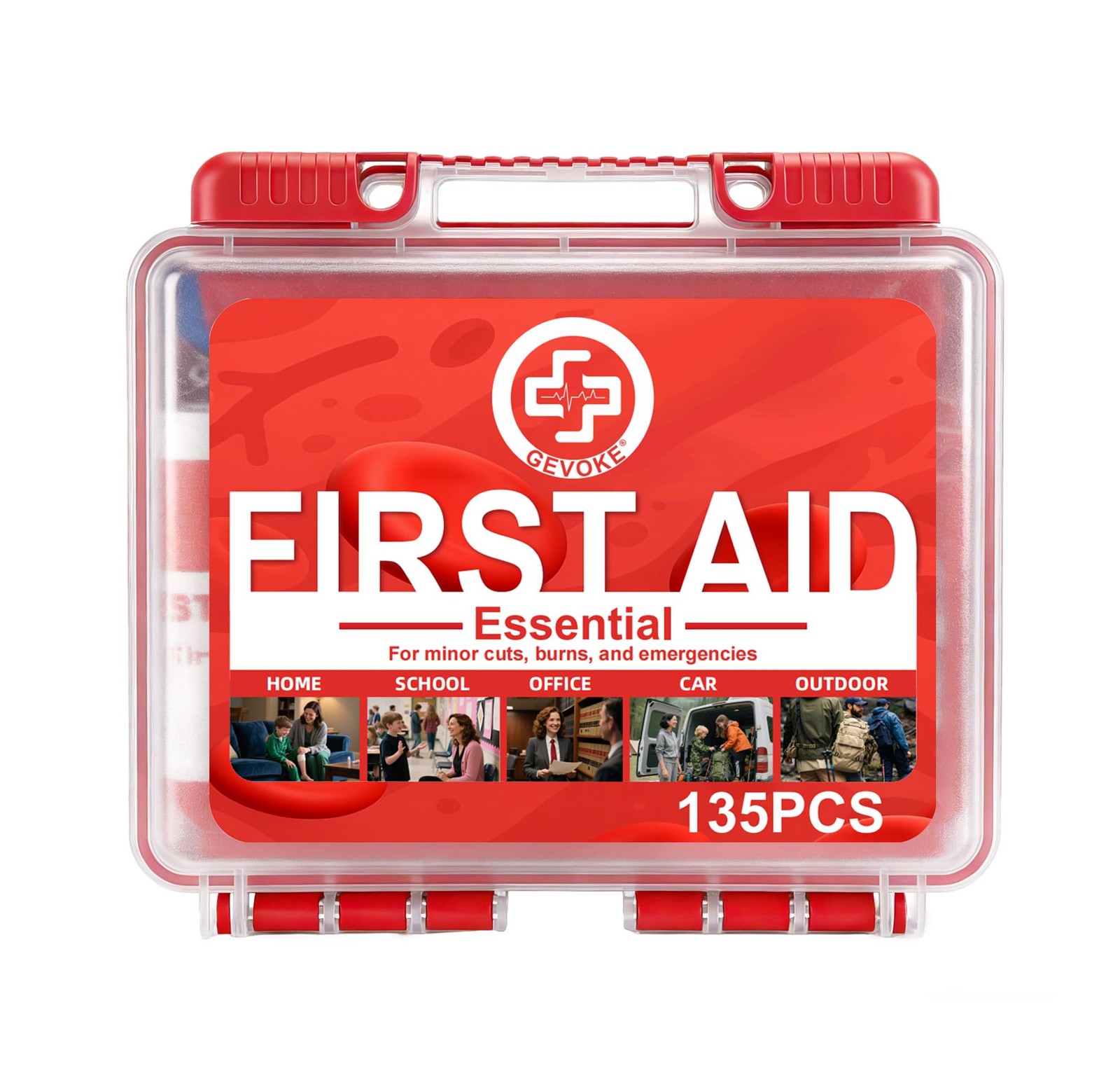 Gevoke Mini First Aid Kit 135 Pcs Small Hard Case Home Car Travel Camping Sport