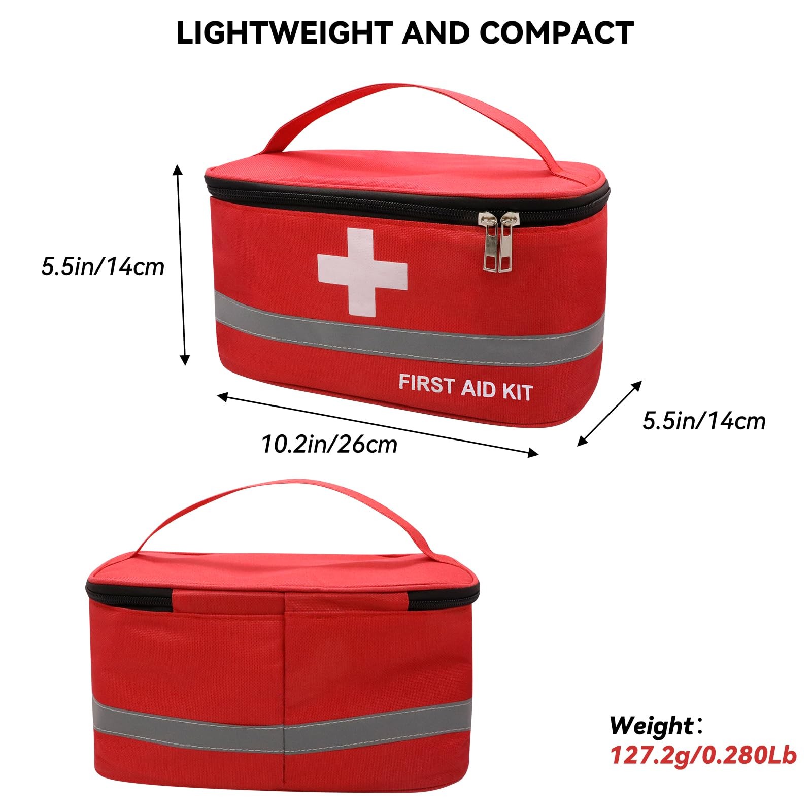 Empty First Aid Bag, 10.2×5.5×5.5 inches Portable Outdoor First Aid Medical S…