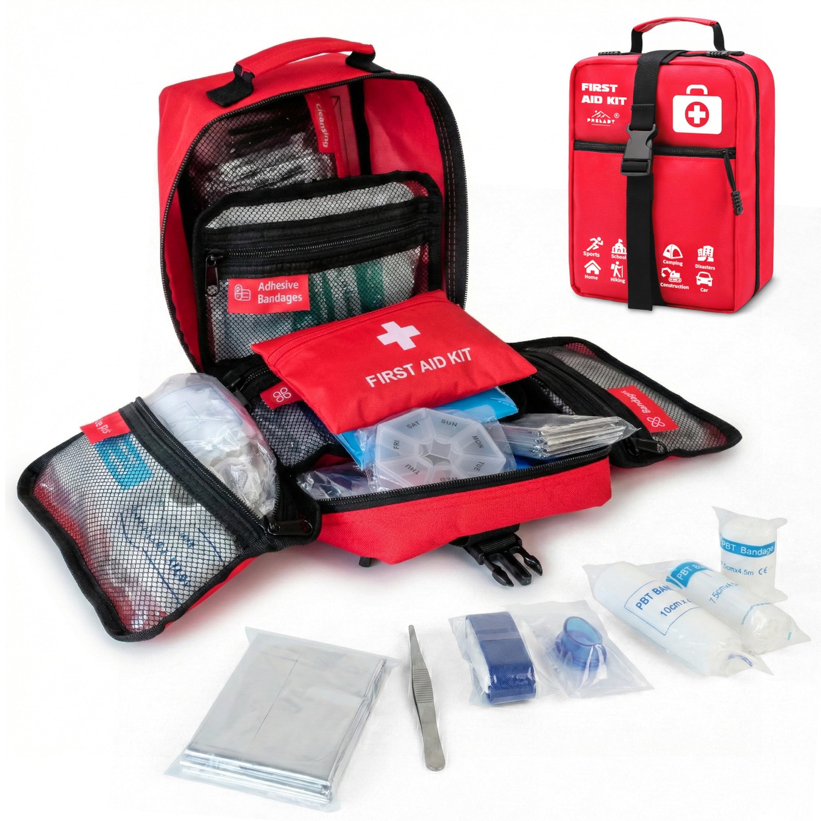 556 Piece Premium Large First Aid Kit, Survival Medical Large, Red