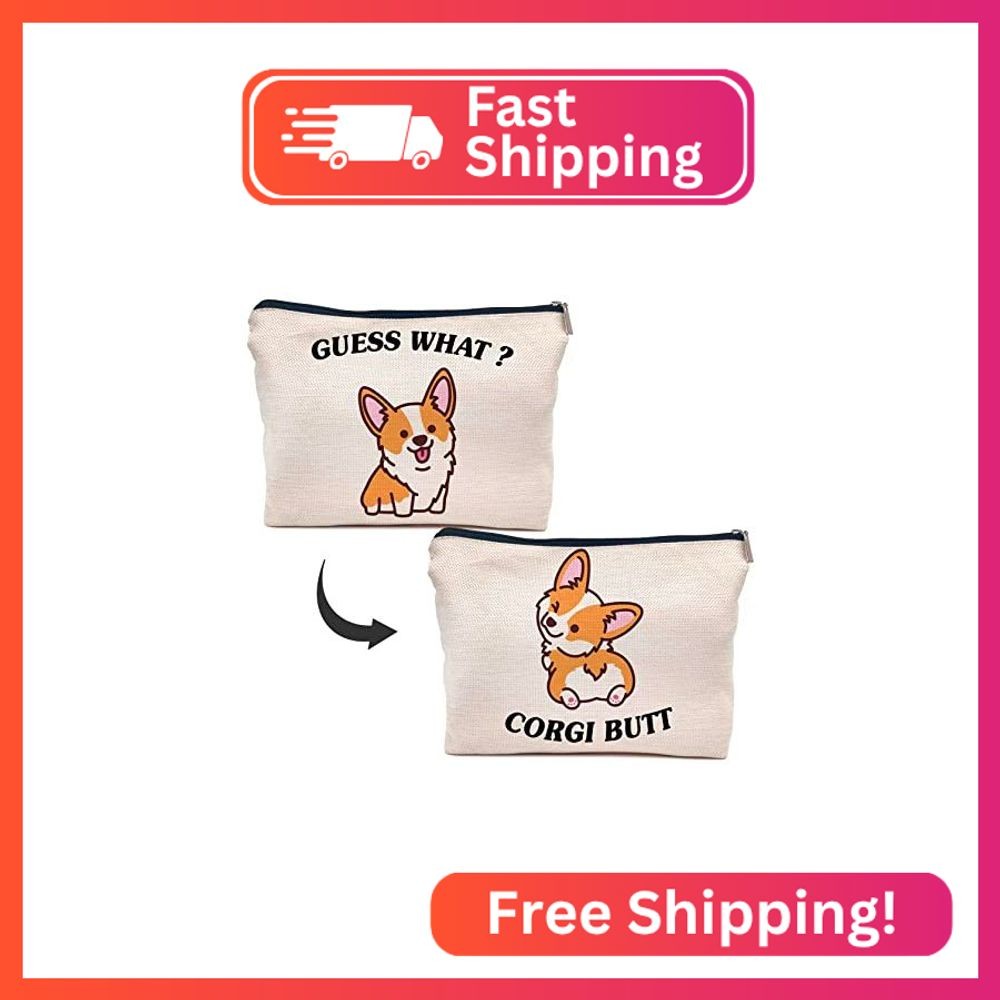 IWXYI Corgi Dog Make up Bag,Corgi Gifts For Corgi Lovers,Cute Corgi Make up Bag,