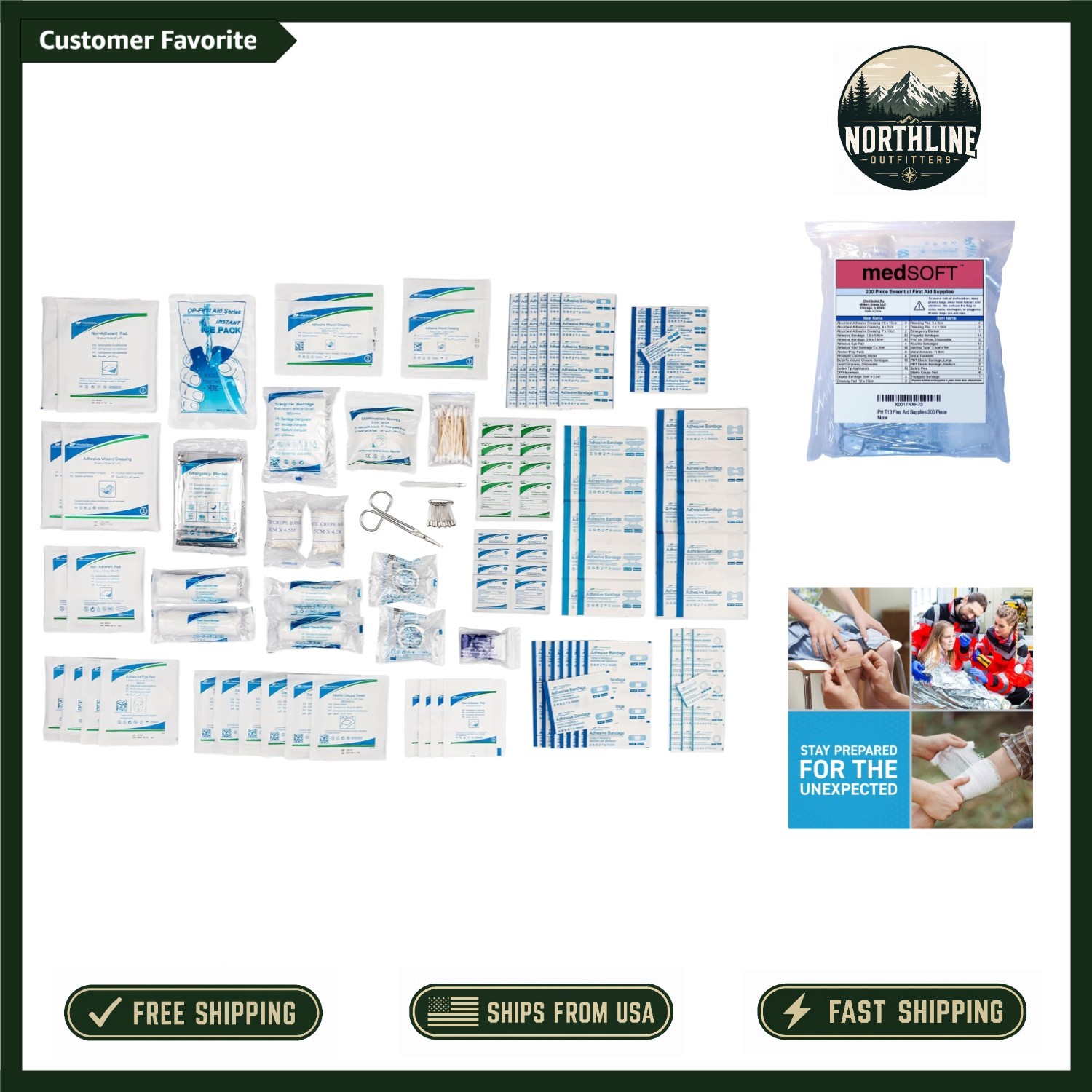 200-Piece First Aid Kit Refill – Essential Replacement Supplies for Safety