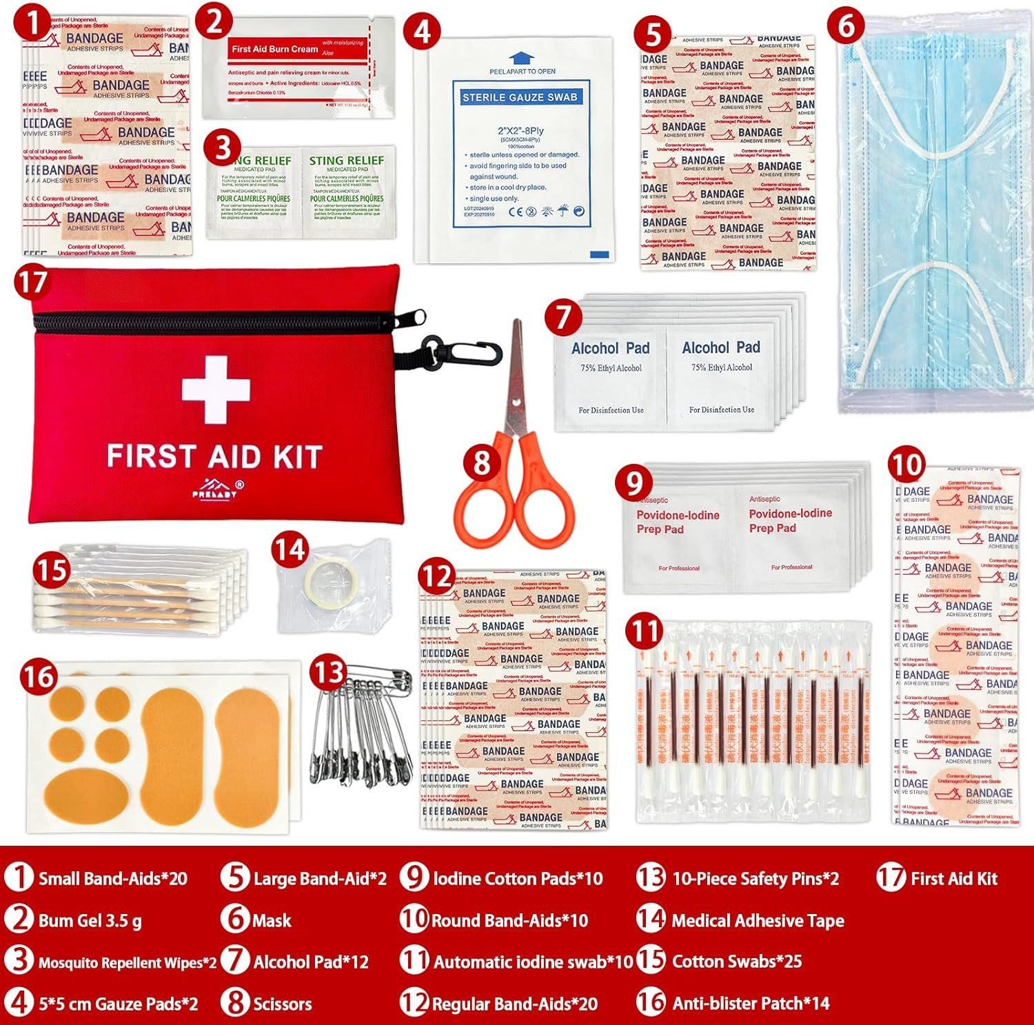152 Piece Small First Aid Kit, Size First Aid Kit TSA Approved, Mini Forst aid