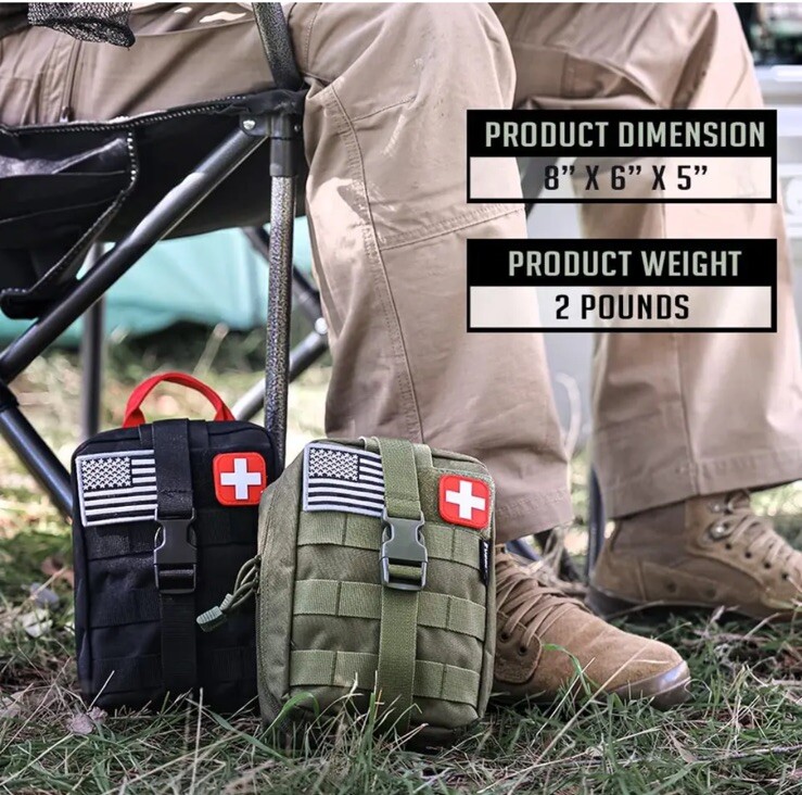 250 Pieces Survival First Aid Kit EMT Molle CamoPouch Survival Kit Outdoor Gear