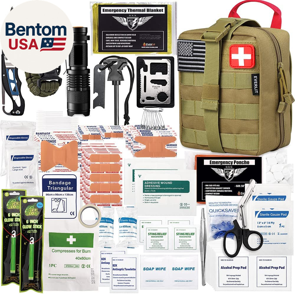 250 Pieces Survival First Aid Kit IFAK EMT Molle Pouch Survival Kit Outdoor Gear