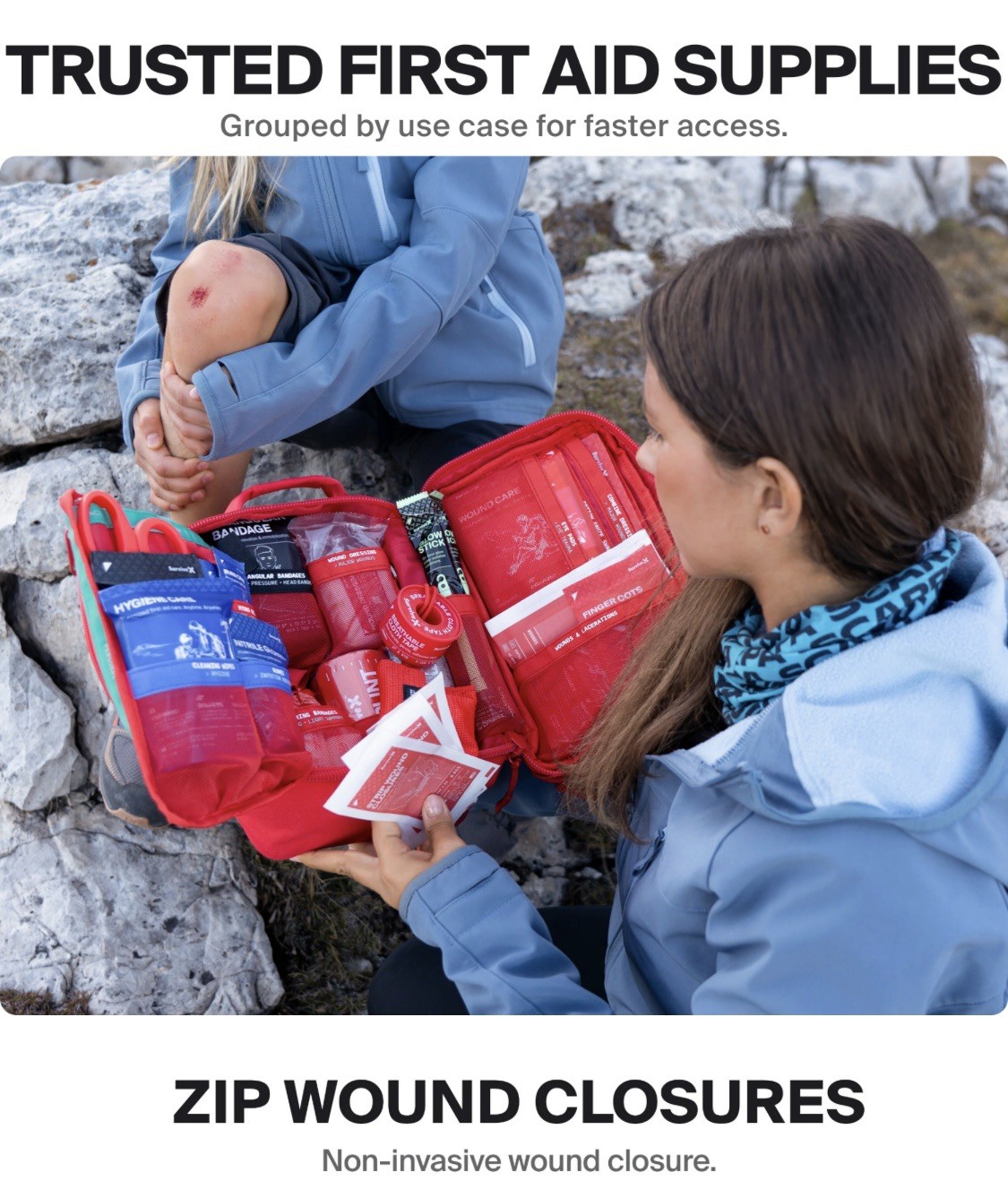 Survive X Large First Aid Kit Color Coded for Car Travel Home Camping Backpack
