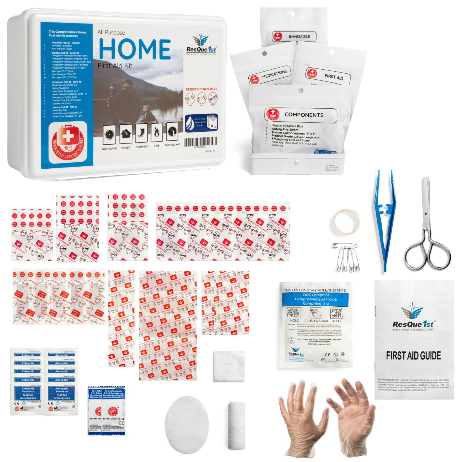 Home First Aid Kit 55-Piece – Household Emergency Supplies, Hard Case