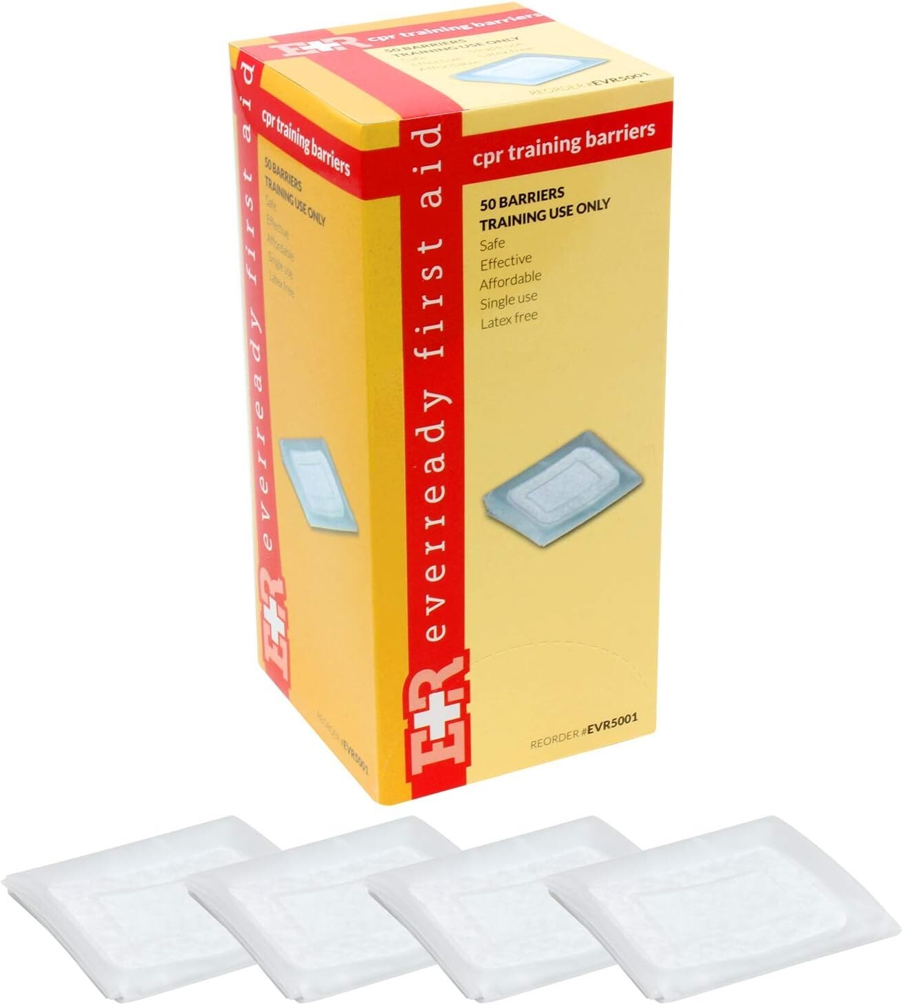 Ever Ready First Aid Latex Free CPR Training Practice Manikin Face Shields -50CT