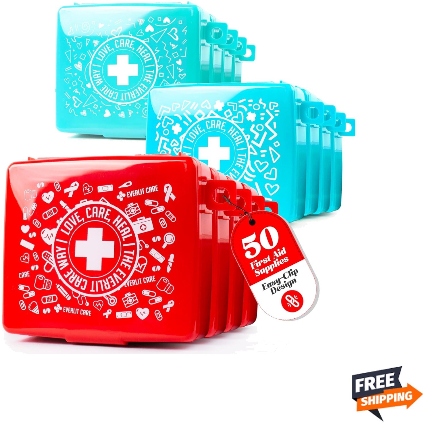First Aid Kit Hard-Shell Compact Travel Outdoor Emergency Supplies 600 pcs