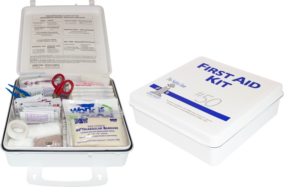 The Safety Zone 50 person Plastic First Aid Kit #50 K-FAK-50-P EXP 8-31-25 NEW!