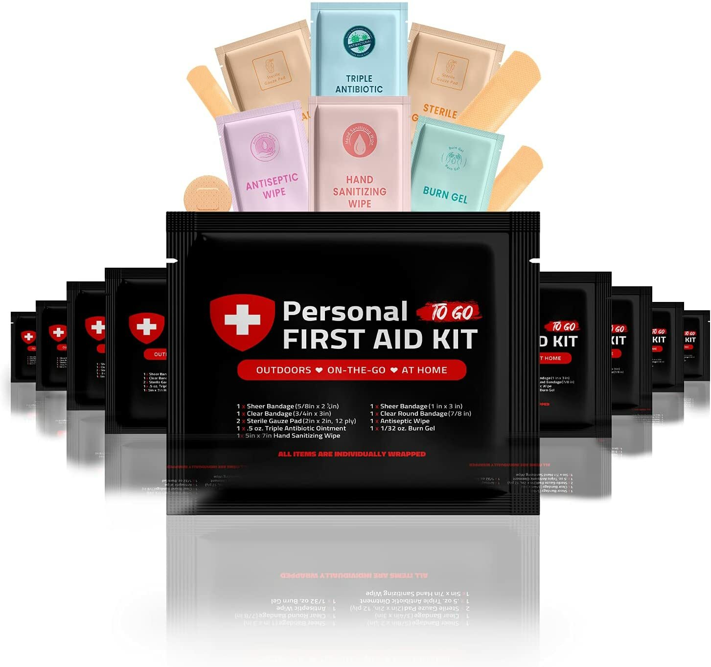 Portable Travel Size First Aid Kit 10 Pack (Black)