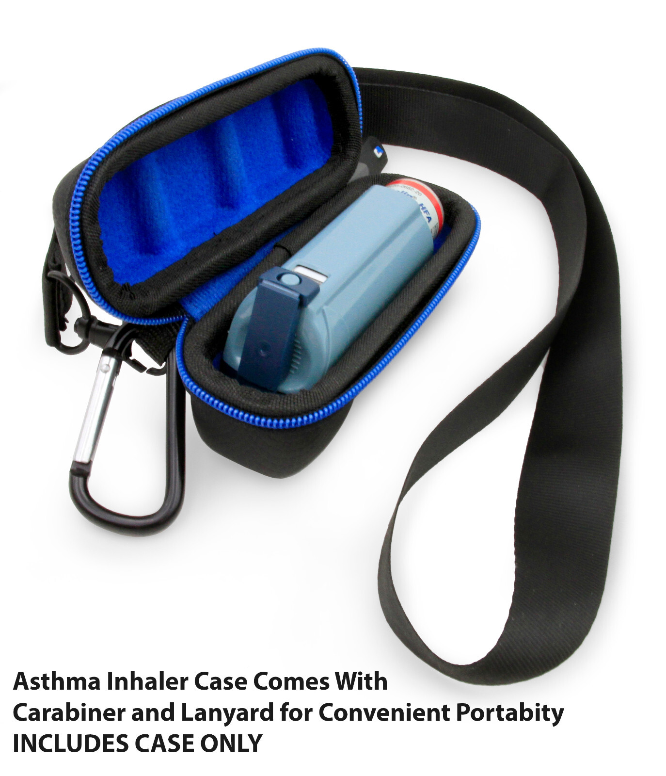 CM Black Asthma Inhaler Travel Case, Does Not Include Inhaler Medicine