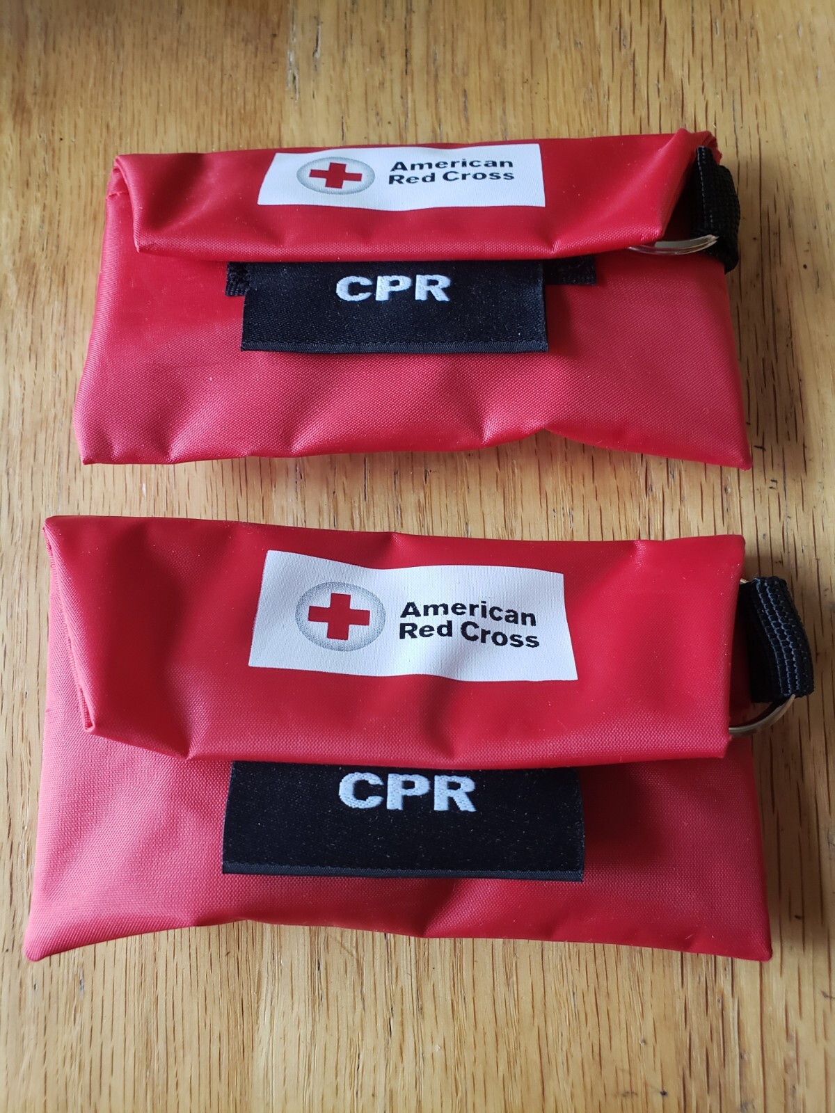2 American Red Cross Keyring Pouches Gloves & Face Shield New