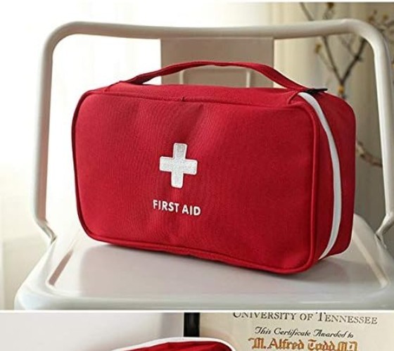 Durable Red First Aid Kit Pouch – Organized Medical Storage for Family Safety