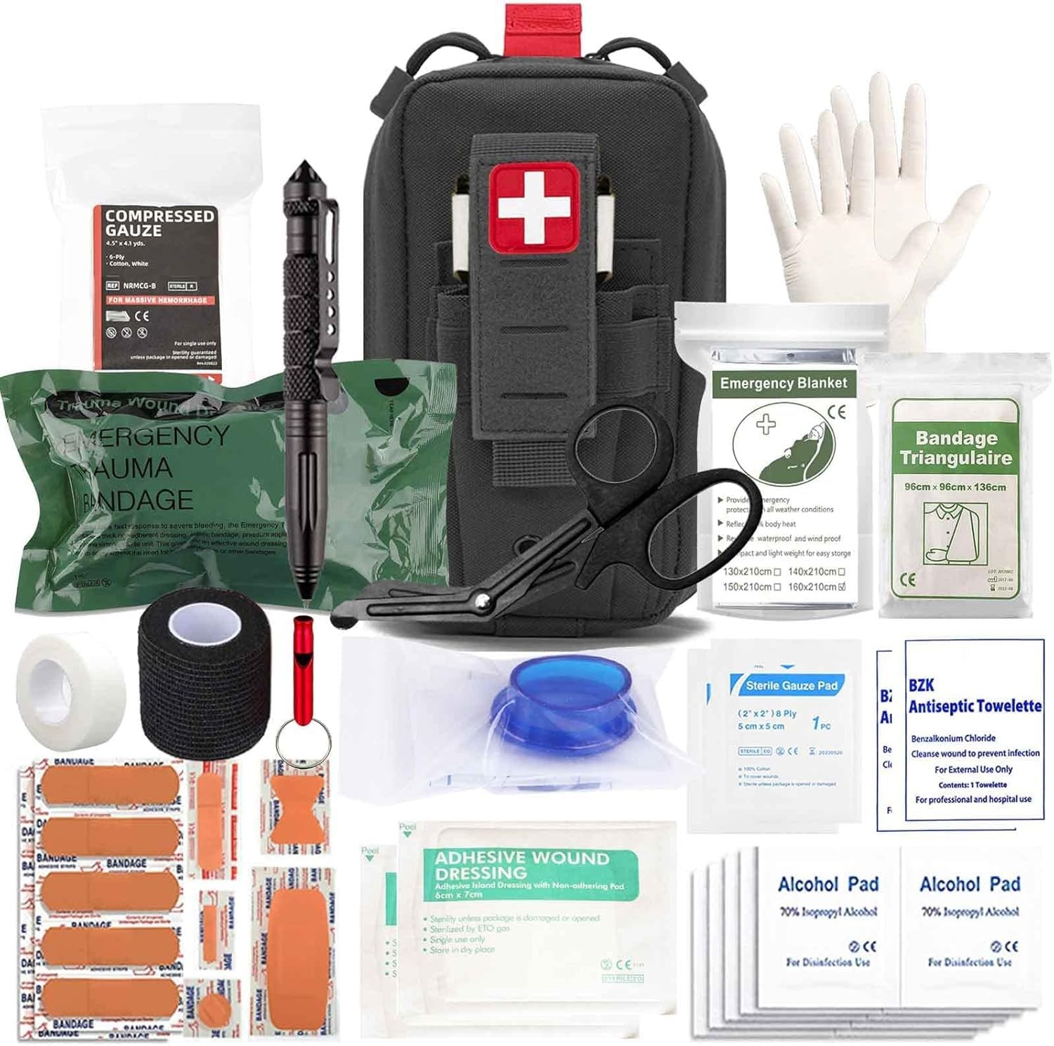 Ifak Med Trauma Kit, Black Molle Tactical Emergency First Aid Kit,Military Su…