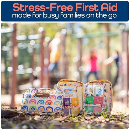 Travel First Aid Kit 130 Pieces Latex-Free Bandages Compact Purple Cute Bag