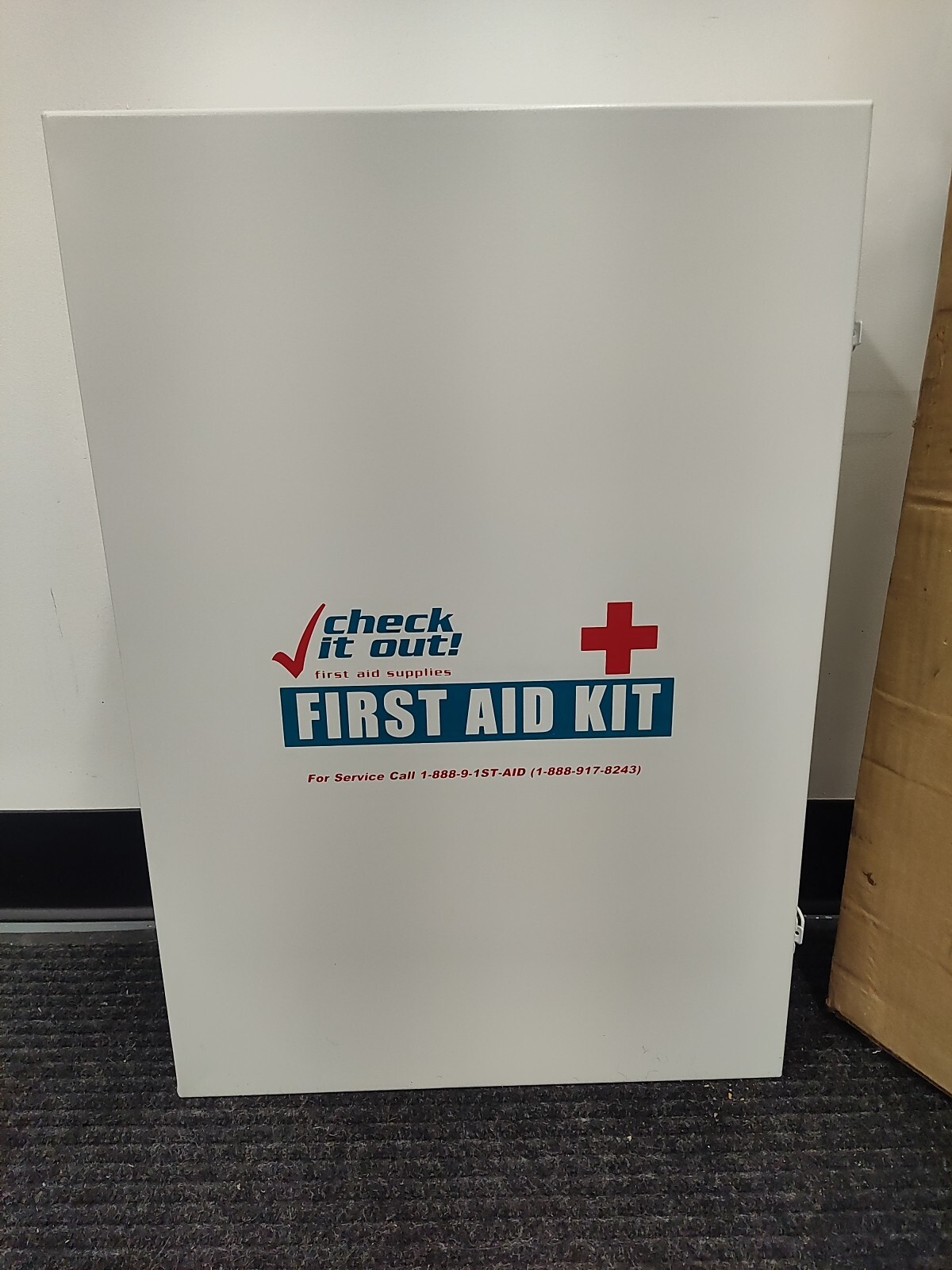 First Aid Cabinet w/ Handle New in Box 4 Shelf & Door Pockets (Empty) Never Used