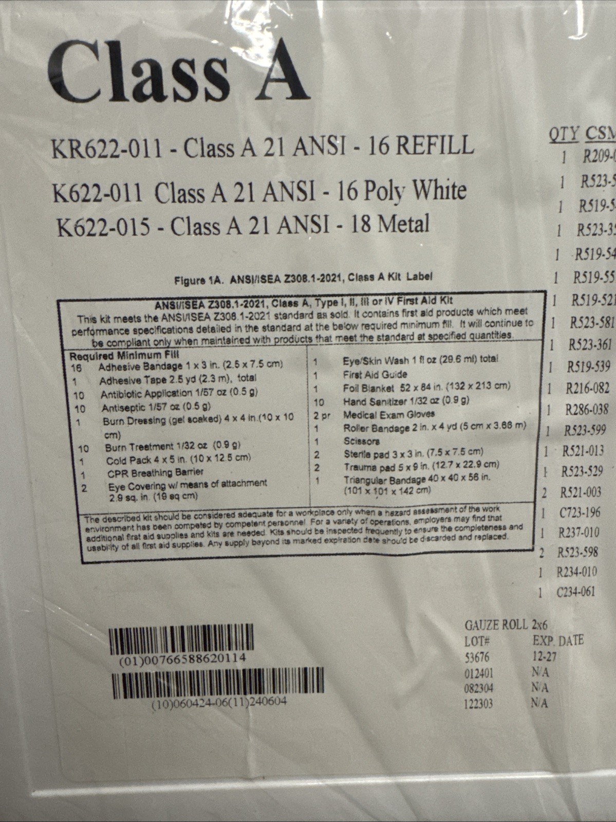 Class A First Aid Kit Brand New Sealed Plastic Box Model 1 Made In USA