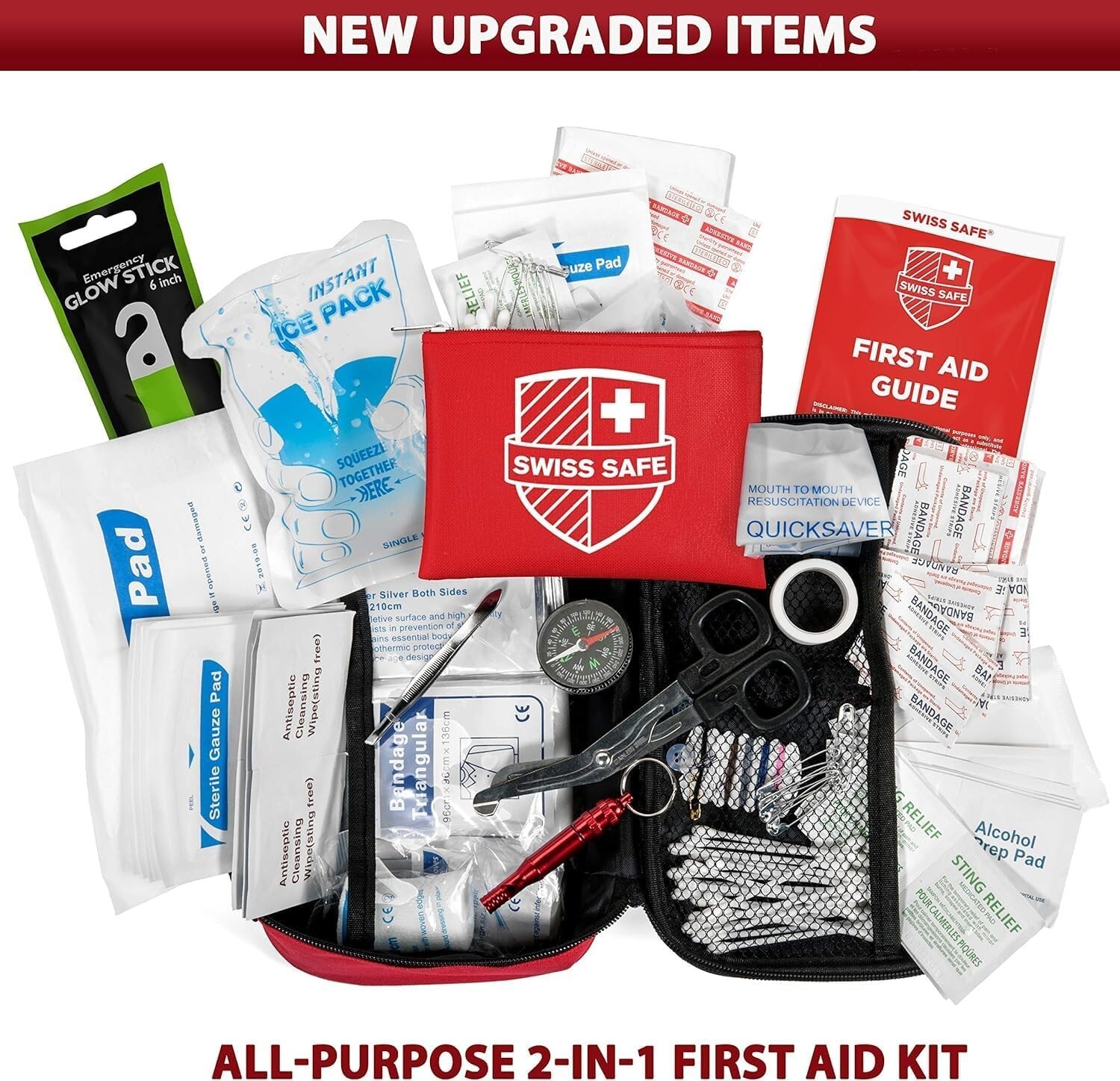 Lightweight Emergency First Aid Kit with Bonus Mini Kit, Perfect for Adventures