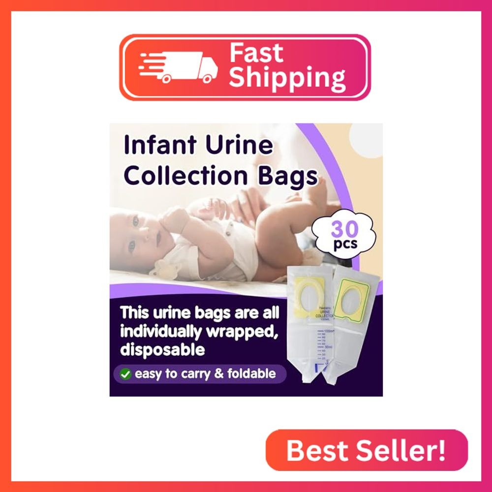 30 Pcs Pediatric Urine Bag Collectors, Clear Urine Catcher Pouch Adhesive Surfac