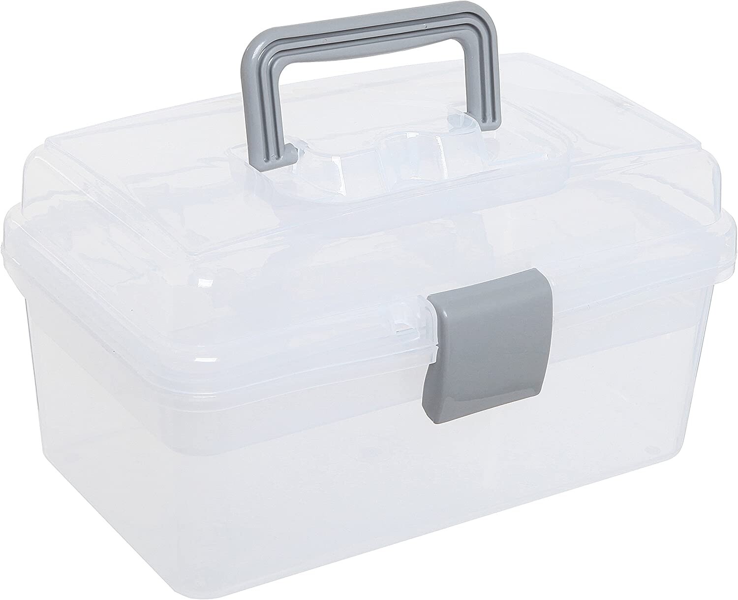 Clear Gray Empty First Aid Storage Box, Multipurpose Tackle Box