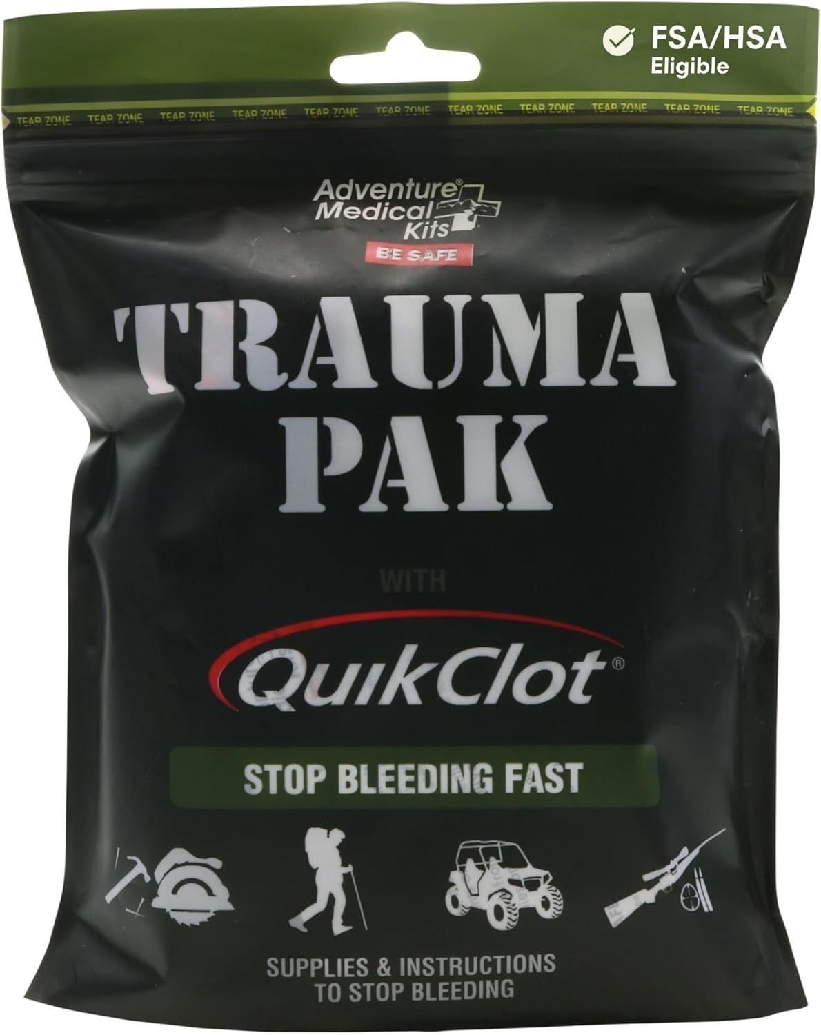 Trauma Pak First Aid Kit with QuikClot Sponge, black, one size