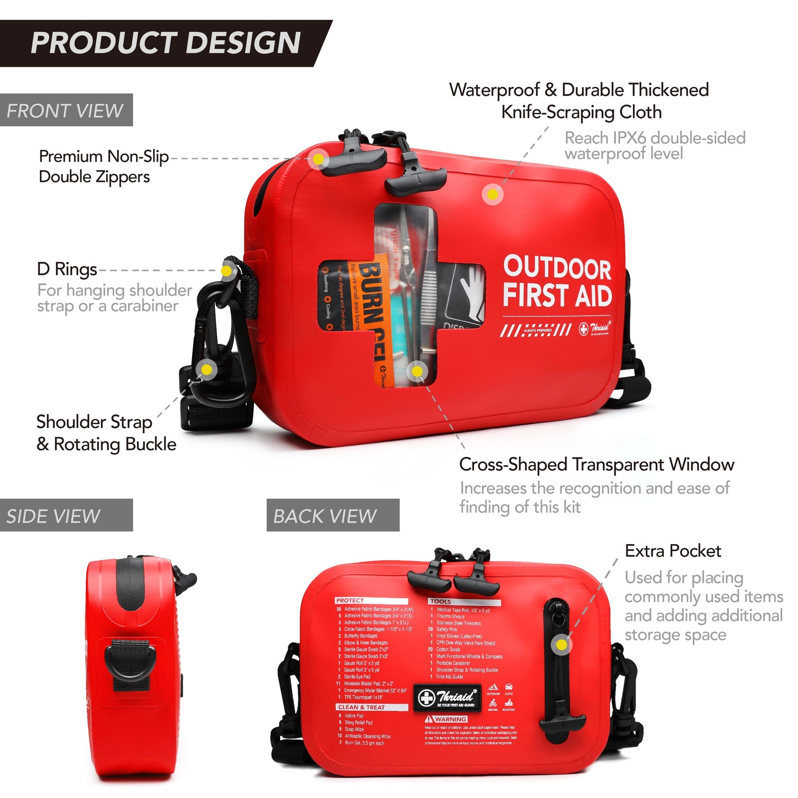 152 PCS Waterproof First Aid Kit, Portable Small Boat Dry Bag Bug Out Bags, E…