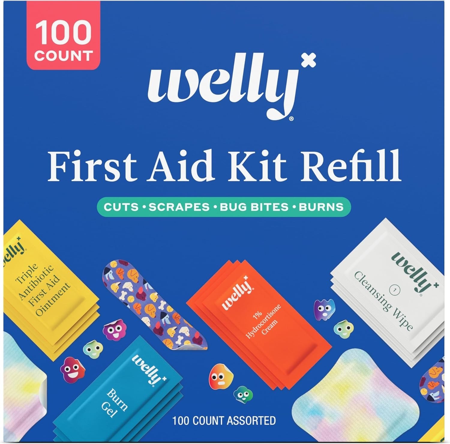 Comprehensive First Aid Kit Refill – 100 Count with Bandages & Ointments