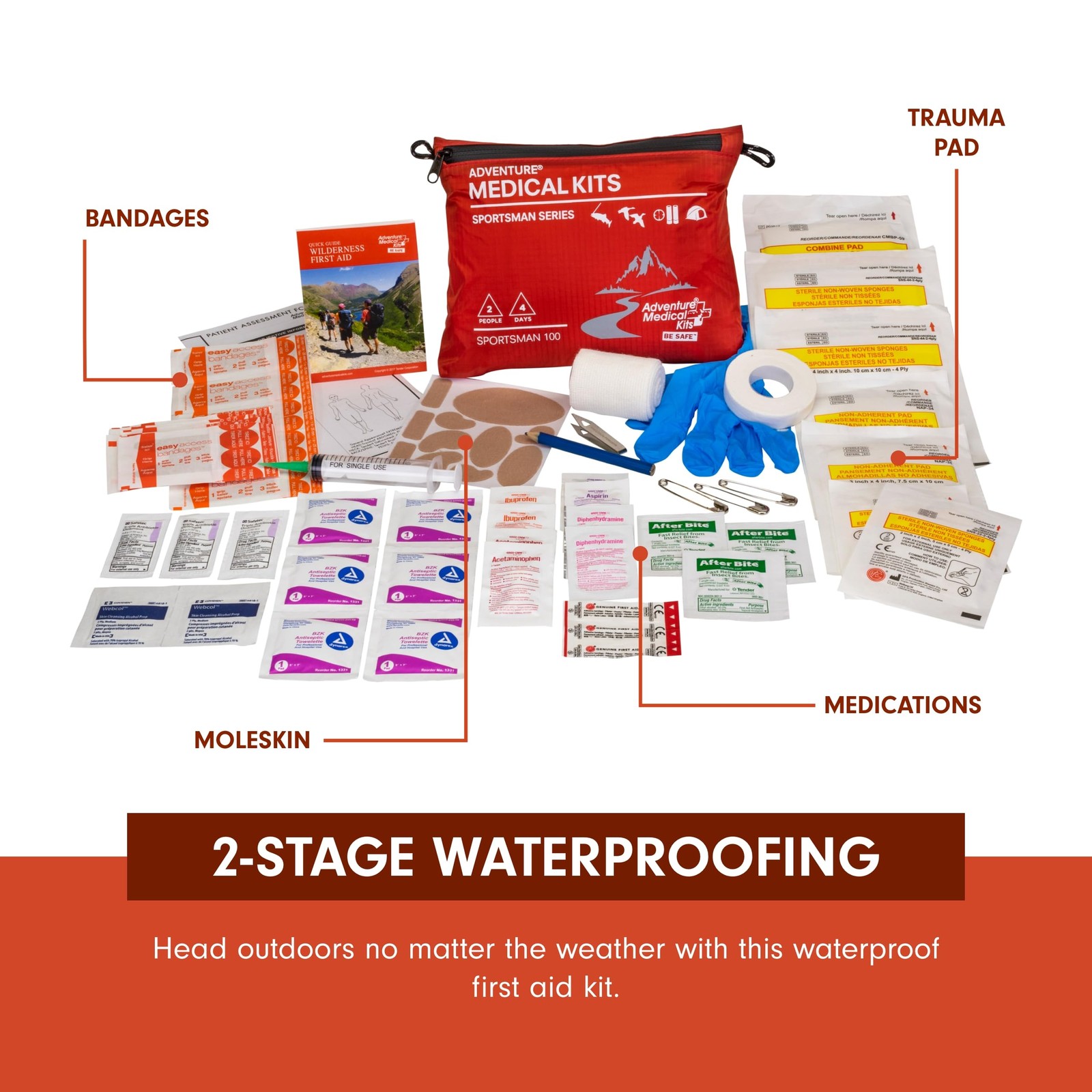 Sportsman Series Kit – 100 – First Aid Kit for Camping, Hiking, Hunting & Mor…