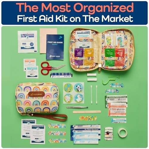 Travel First Aid Kit 130 Pieces Latex-Free Bandages Compact Purple Cute Bag