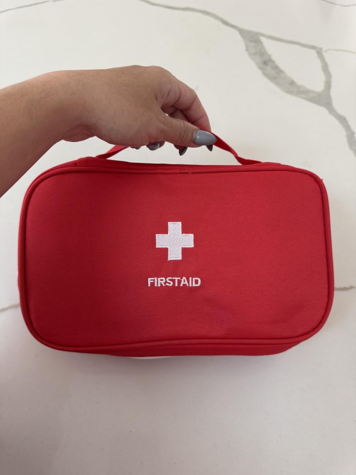 Portable Empty First Aid Kit Bag, Red Travel Medicine Pouch Small Medical Bag