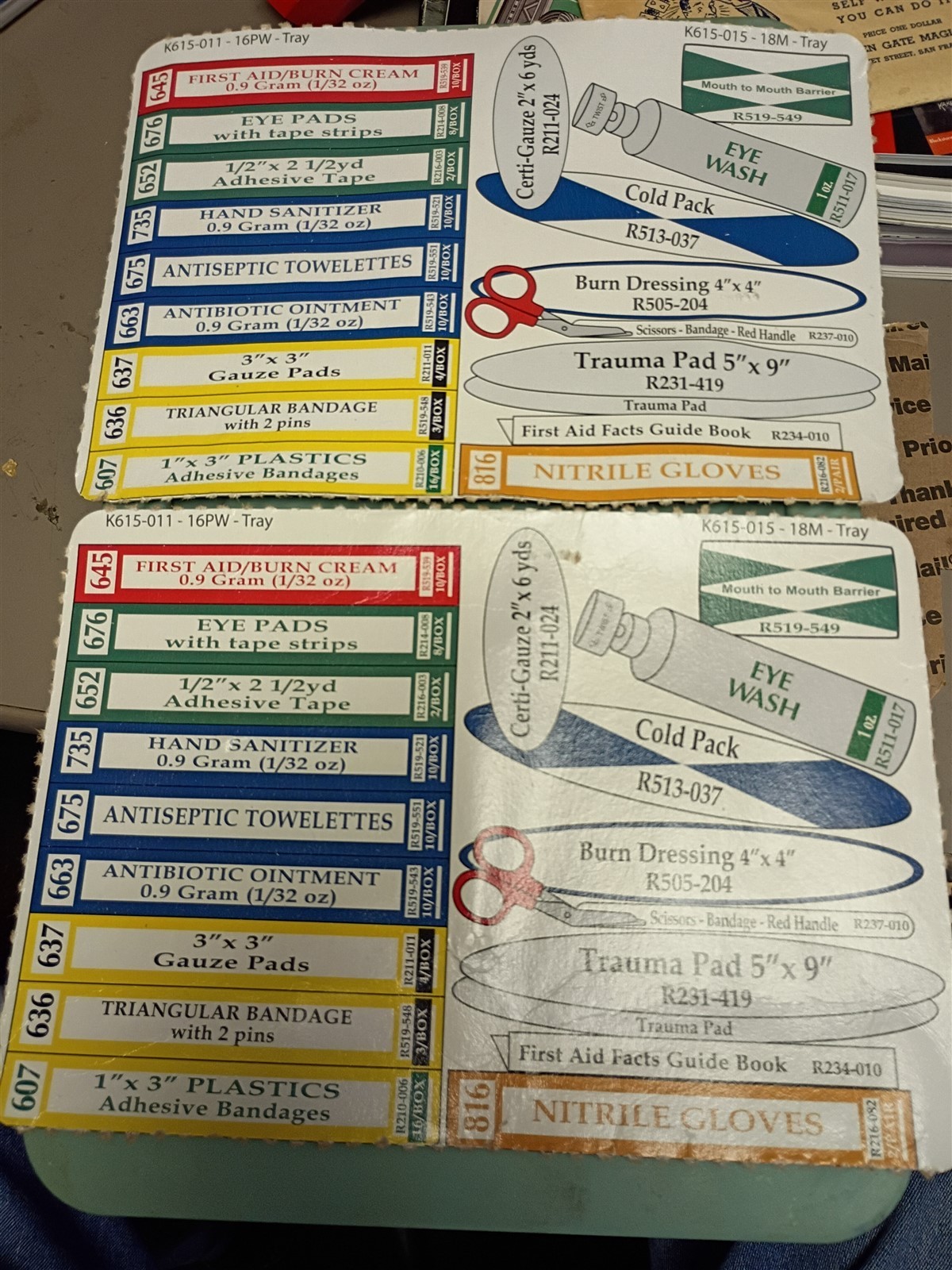 First Aid Supplies 16PW Class A First Aid Supplies 2 Tray Supplies