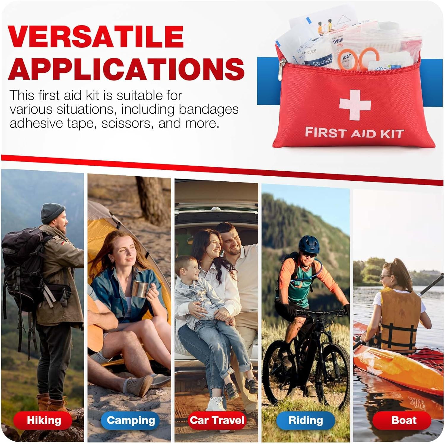 First Aid Kit for Home Car 107 Piece Emergency Kits for Hiking Camping Small Tr