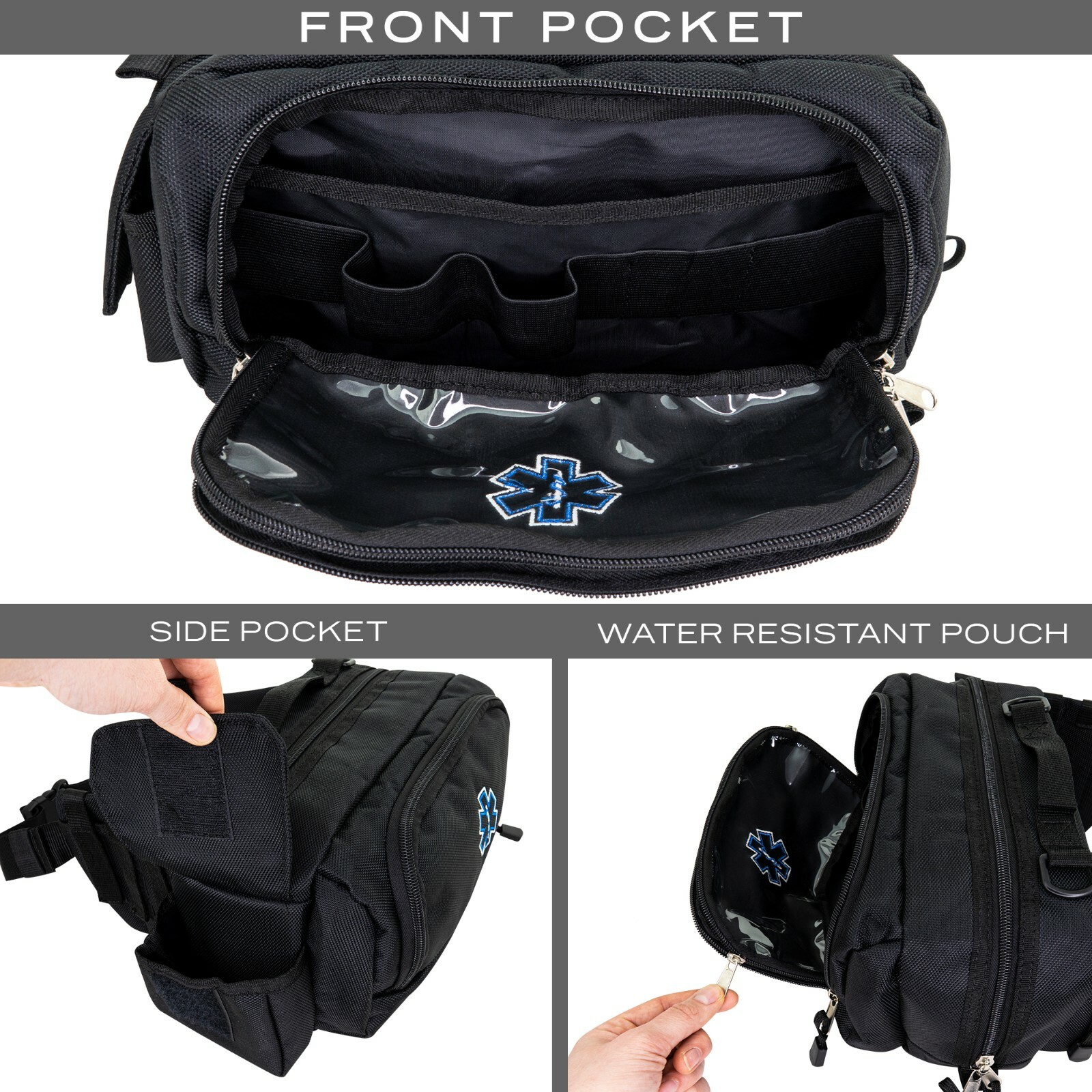 LINE2design First Aid Fanny Pack – First Responder EMS EMT Paramedic Bag – Black