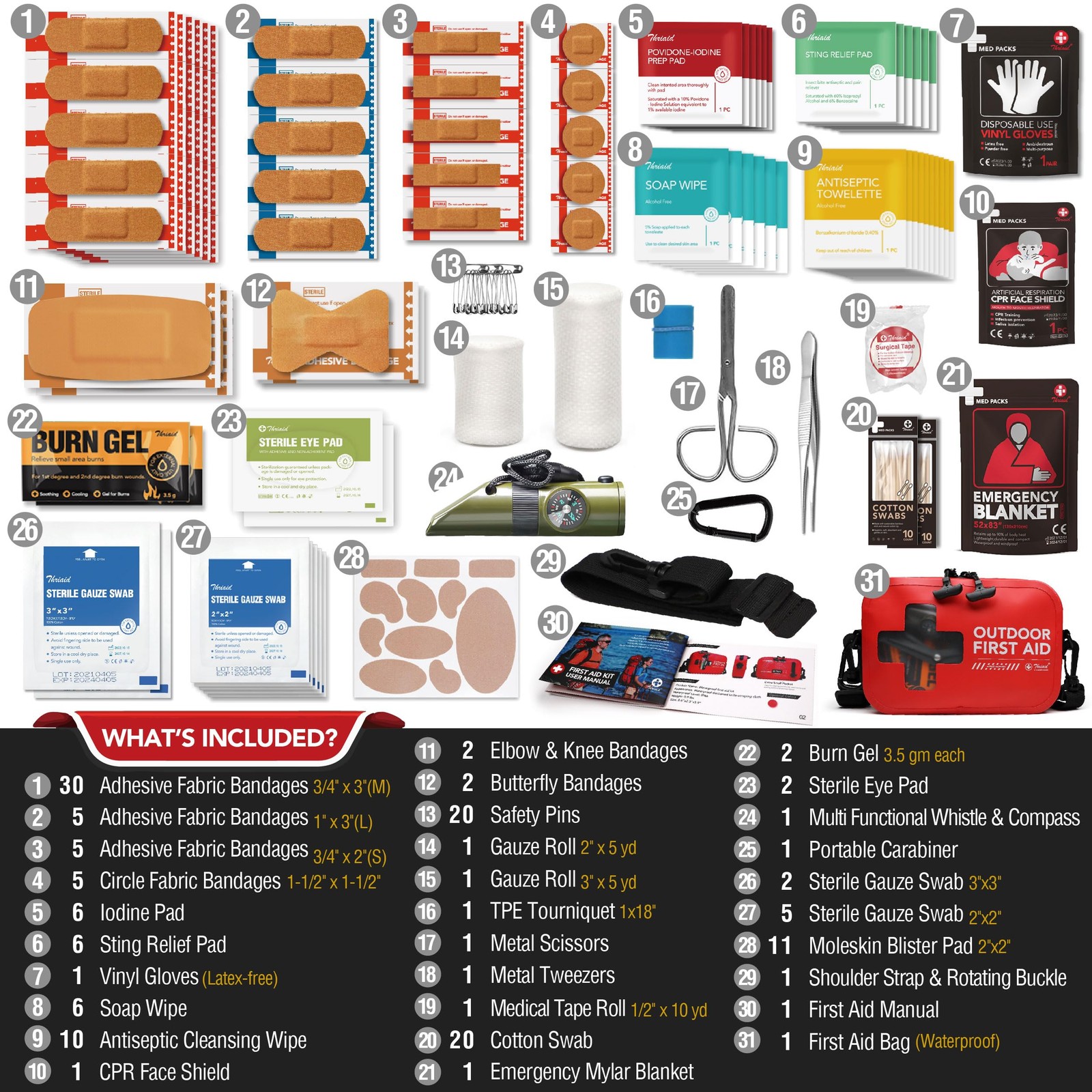 152 PCS Waterproof First Aid Kit, Portable Small Boat Dry Bag Bug Out Bags, E…