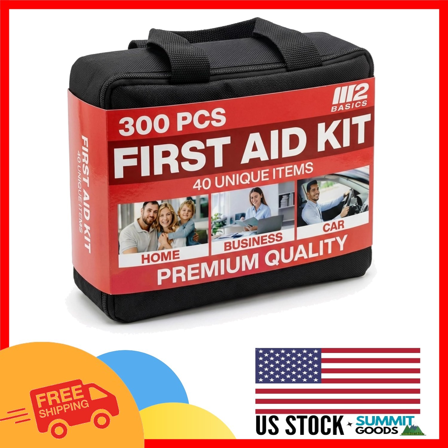 Versatile 300-Piece First Aid Kit with 40 Items for Everyday Emergencies