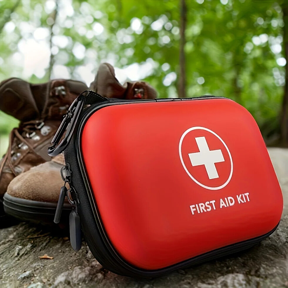 First Aid Kit Complete, 104Pcs Water-Resistant Hard Shell Small Case For Travel